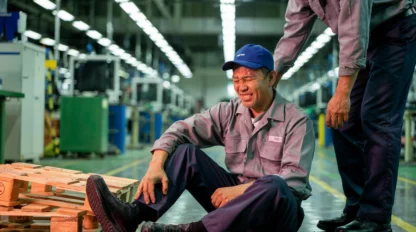 A man hurt in a factory.